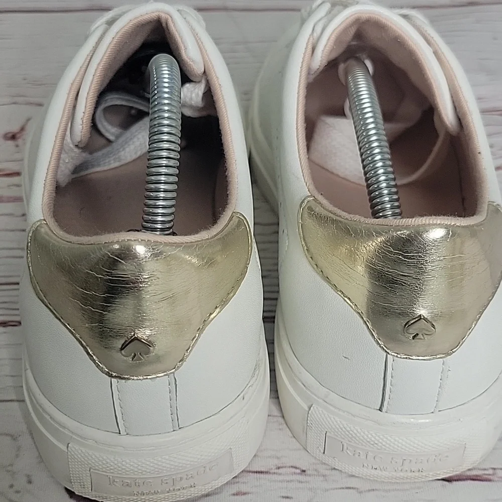 Kate Spade Ashly White Leather Sneakers Size 7.5